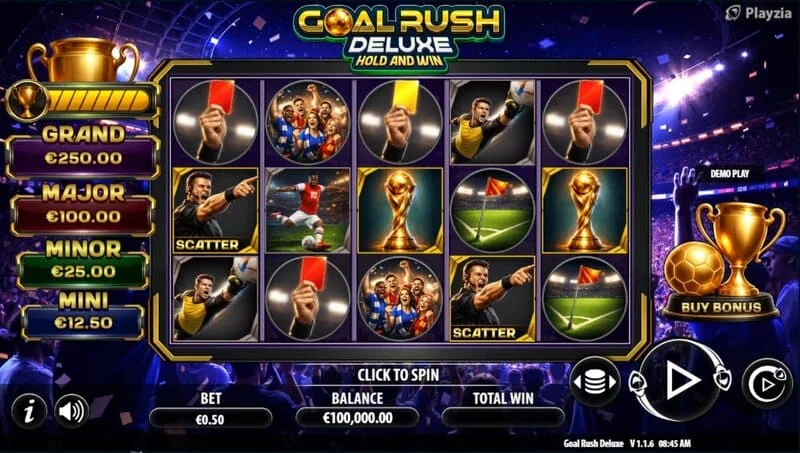 Goal Rush Deluxe — spēles ekrāns Free Spins režīmā
